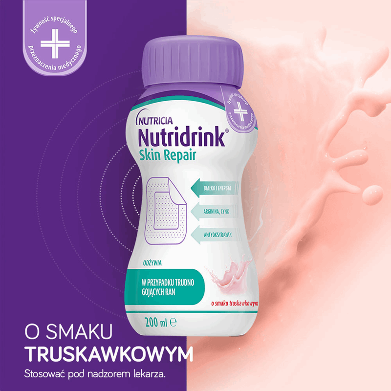Nutridrink Skin Repair o smaku truskawkowym, 4 x 200 ml