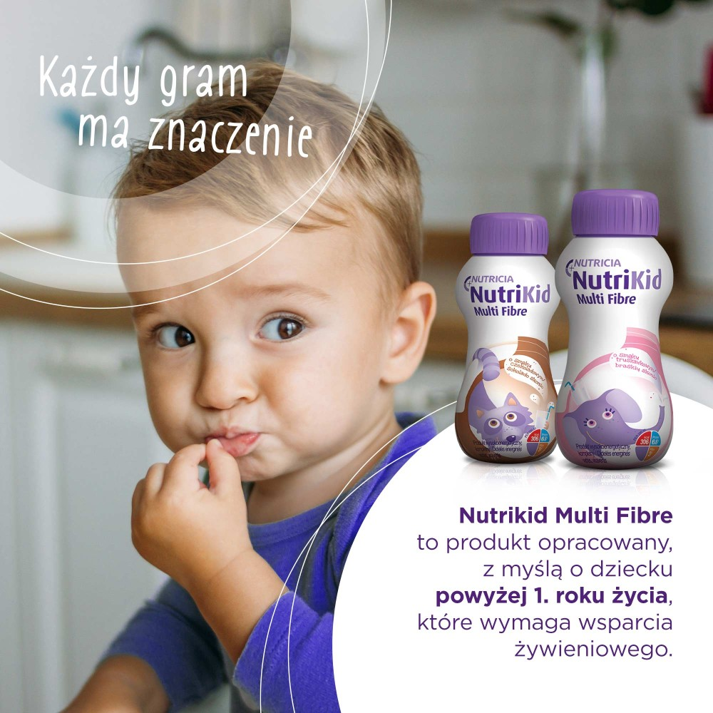 NutriKid Multi Fibre płyn o smaku czekoladowym dla dzieci, 200 ml