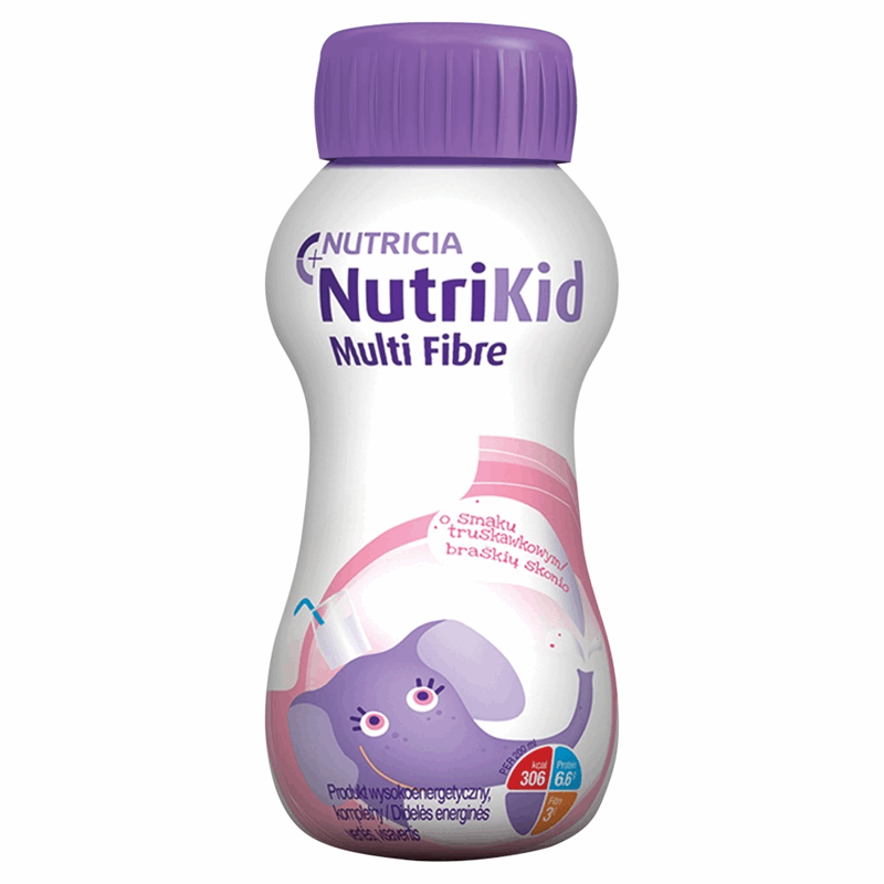 NutriKid Multi Fibre płyn o smaku truskawkowym dla dzieci, 200 ml