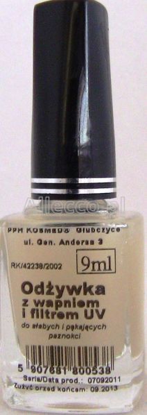 Odżywka z wapniem i filtrem UV do paznokci, 9 ml