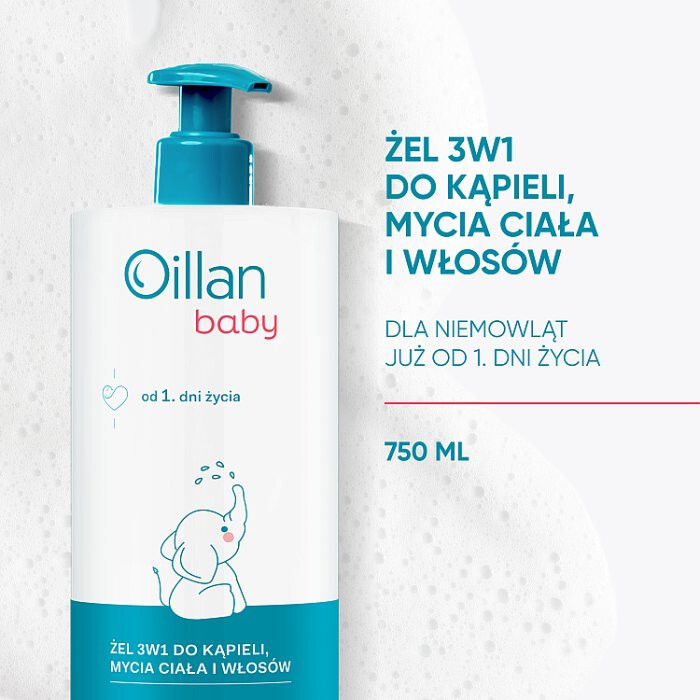 Oillan Baby żel 3w1 do kąpieli, mycia ciała i włosów dla dzieci, 750 ml