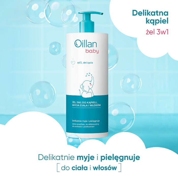 Oillan Baby żel 3w1 do kąpieli, mycia ciała i włosów dla dzieci, 750 ml