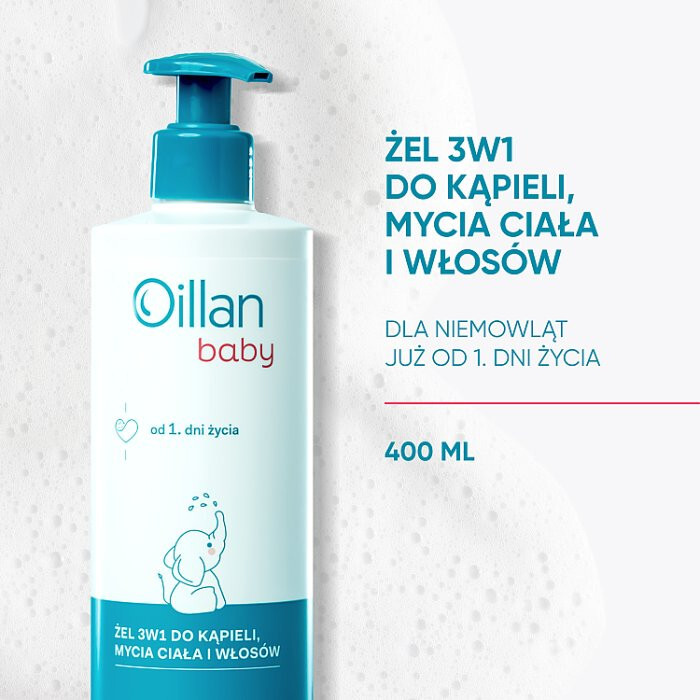 OILLAN Baby Żel do mycia ciała i włosów 3w1 400 ml