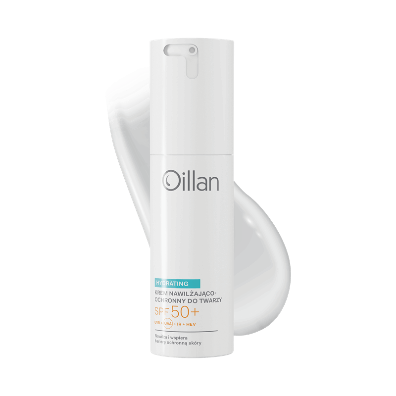 Oillan Hydrating Krem nawilżający do twarzy z SPF50+ dla skóry suchej i wrażliwej, 50 ml
