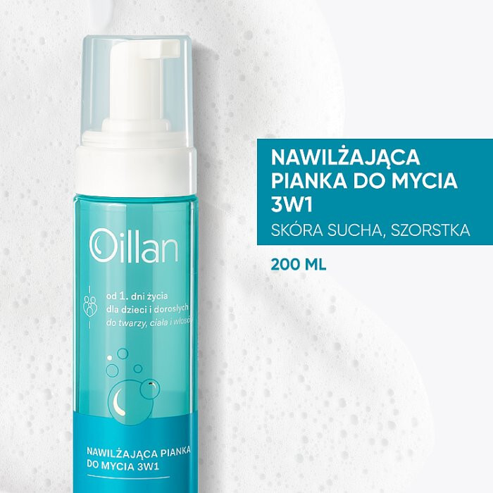Oillan Nawilżająca pianka do mycia 3w1, 200 ml