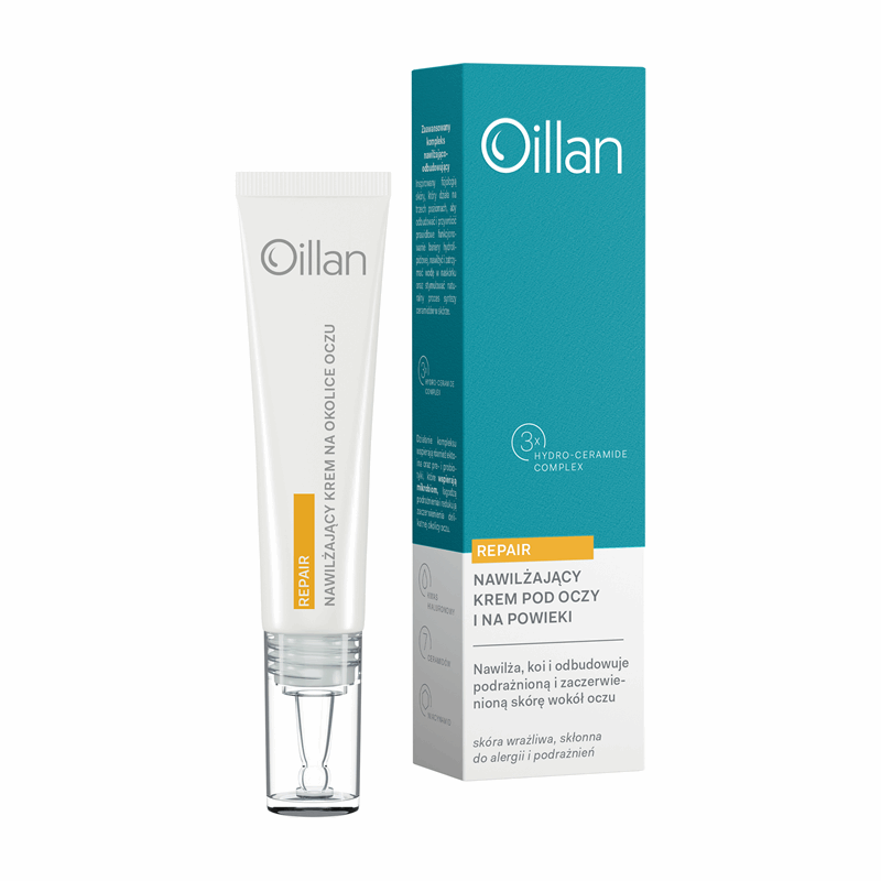 Oillan Repair Nawilżający krem pod oczy i na powieki dla skóry suchej i wrażliwej, 15 ml