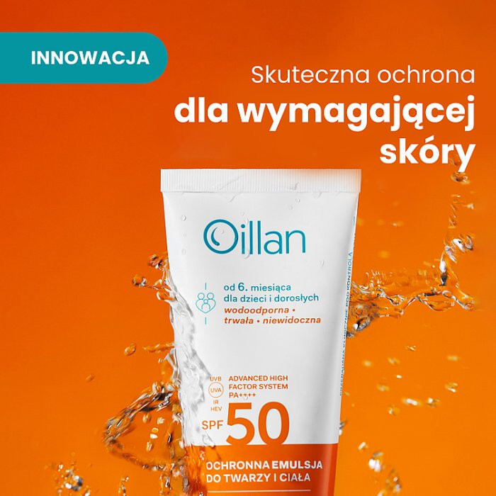 Oillan Sun ochronna emulsja do twarzy i ciała z filtrem SPF50, 100 ml