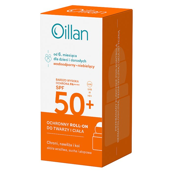 Oillan Sun ochronny roll-on do twarzy i ciała przeciwsłoneczny SPF50+, 50 ml