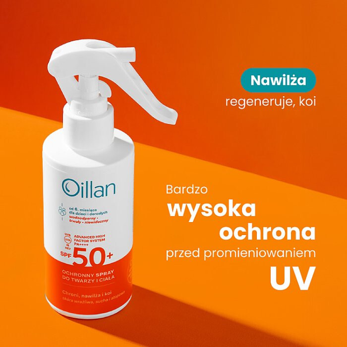 Oillan Sun ochronny spray do twarzy i ciała SPF50, 125 ml