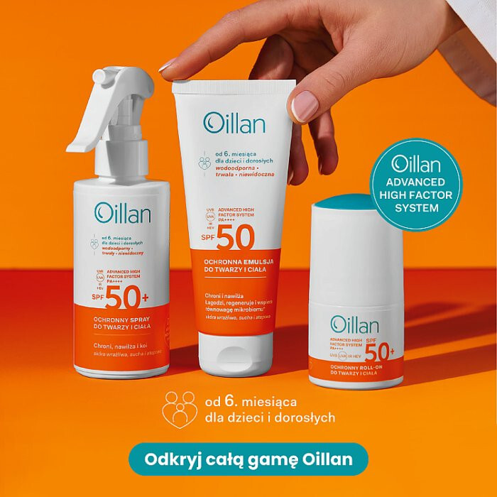 Oillan Sun ochronny spray do twarzy i ciała SPF50, 125 ml
