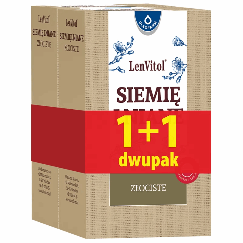 Oleofarm LenVitol Siemię lniane złociste, 2 szt. po 250 g