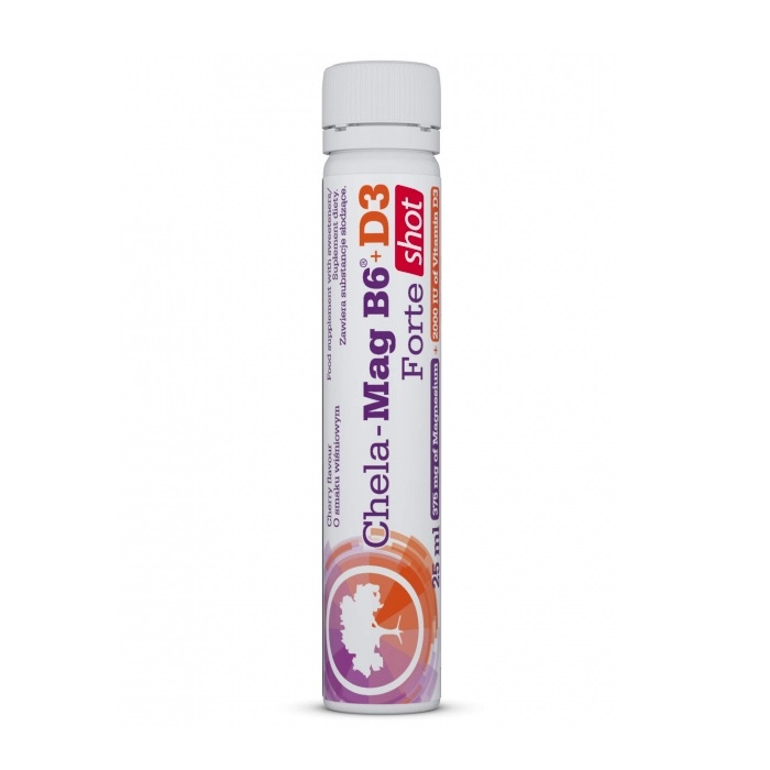 Olimp Chela-Mag B6+D3 Forte shot magnezowy o smaku wiśniowym 25ml, 1 szt.