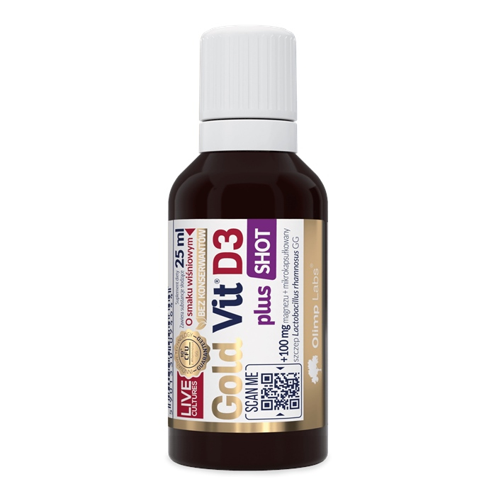 Olimp Gold Vit D3 Plus shot w ampułce wiśniowy, 25 ml