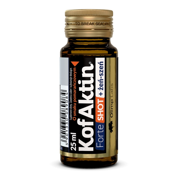 Olimp Kofaktin Forte Shot + żeń-szeń o smaku pomarańczowym ampułka, 25 ml