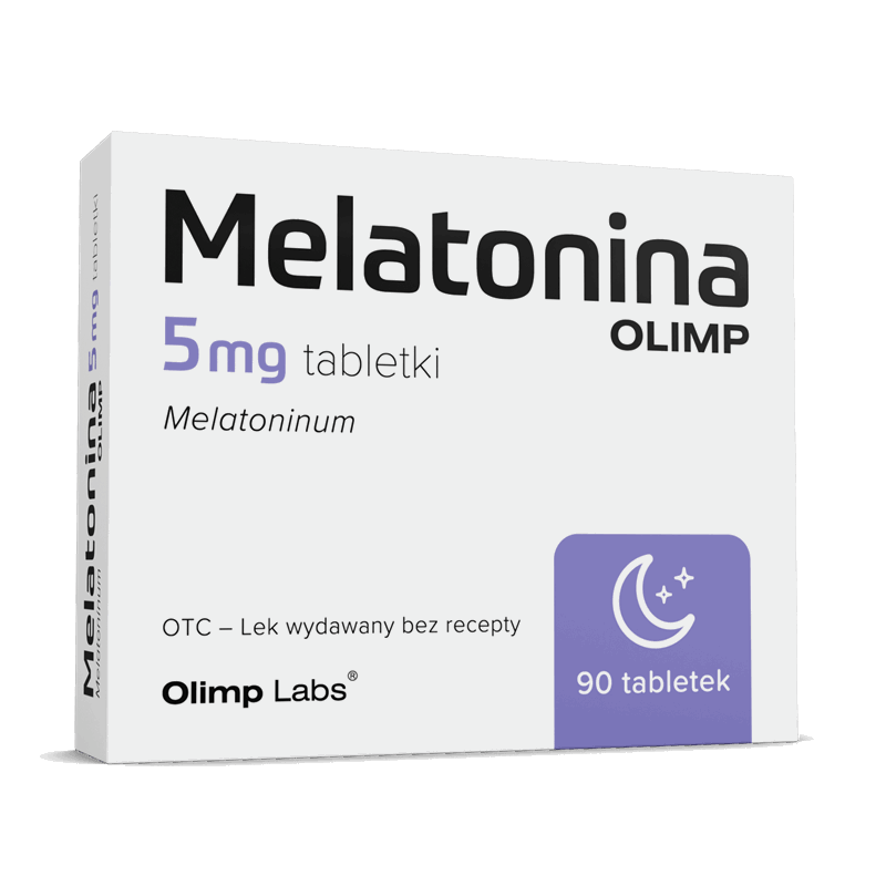 Tabletki z melatoniną 5 mg do stosowania w zaburzeniach rytmu snu i czuwania, opakowanie 90 sztuk.