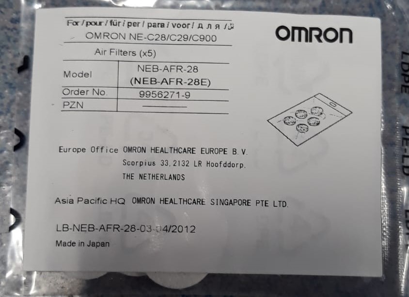 OMRON Filtr powietrza do nebulizatora C28/C29/C900 5 szt.