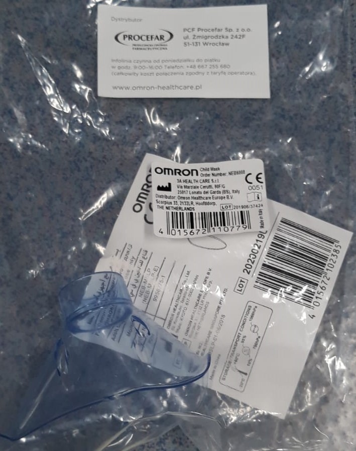 OMRON Maska do inhalatora dla dorosłych 1 szt. TEST