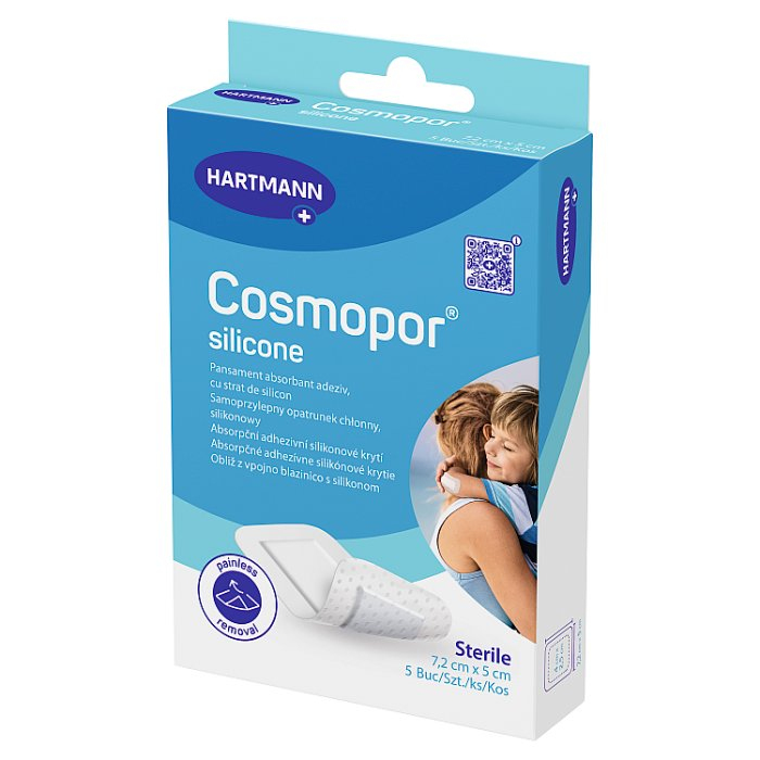 Opatrunek COSMOPOR Silicone 7,2 cm x 5 cm 5 szt.