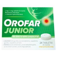 Orofar Junior (smak pomarańczowy) 24 tabletki do ssania
