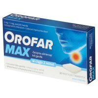 Orofar Max (smak miętowy) 20 pastylek do ssania / Ból gardła