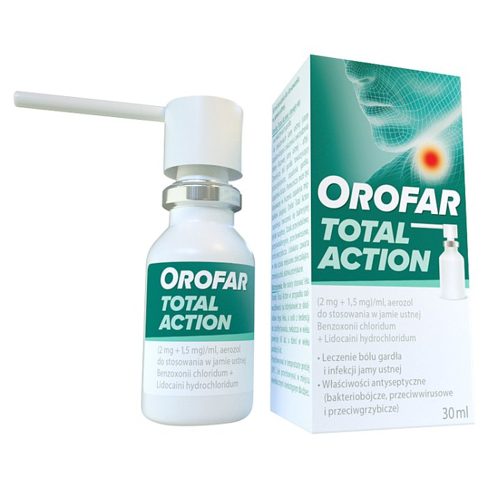 Orofar Total Action aerozol do stosowania w jamie ustnej 30 ml / Stany zapalne jamy ustnej