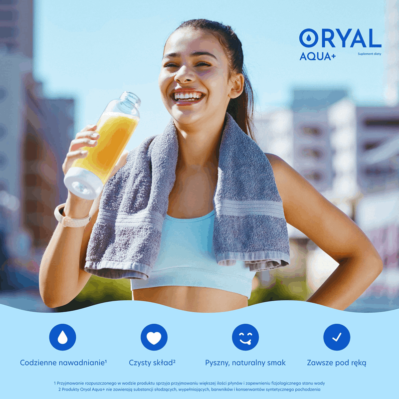 Oryal Aqua+ saszetki o smaku ananas-kokos-mango, 14 szt.