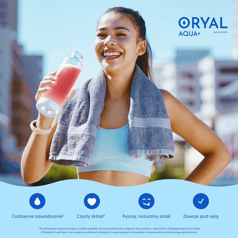 Oryal Aqua+ saszetki o smaku wiśni z nutą wanilii, 14 szt.