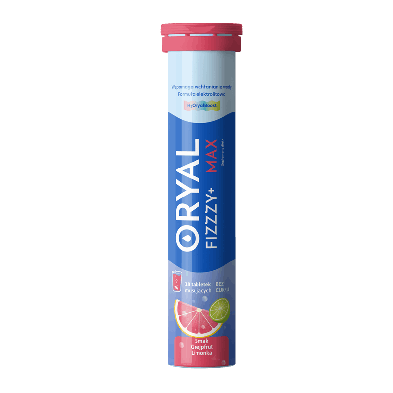 Oryal Fizzzy+ MAX tabletki musujące smak grejpfrut limonka, 18 szt.