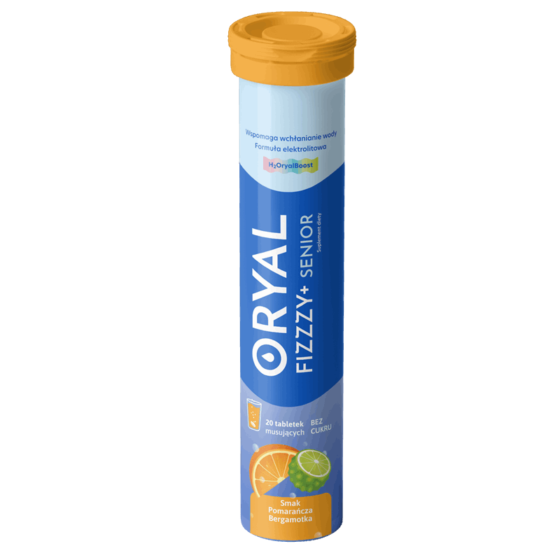 Oryal Fizzzy+ Senior tabletki musujące smak pomarańcza bergamotka, 20 szt.