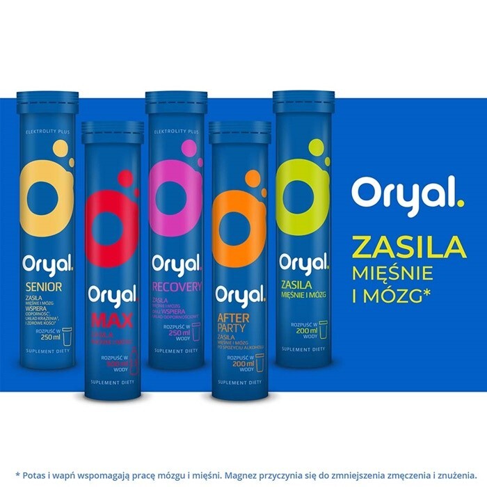 Oryal Max tabletki musujące o smaku malinowym, 15 szt.