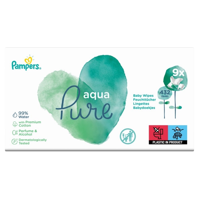 PAMPERS AQUA PURE CHUSTECZKI NAWILŻANE  9 x 48 szt. (WKład)