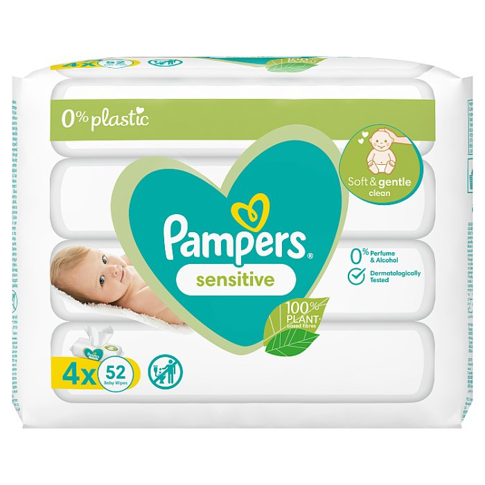 PAMPERS Sensitive Chusteczki nawilżane 4 x 52 szt.