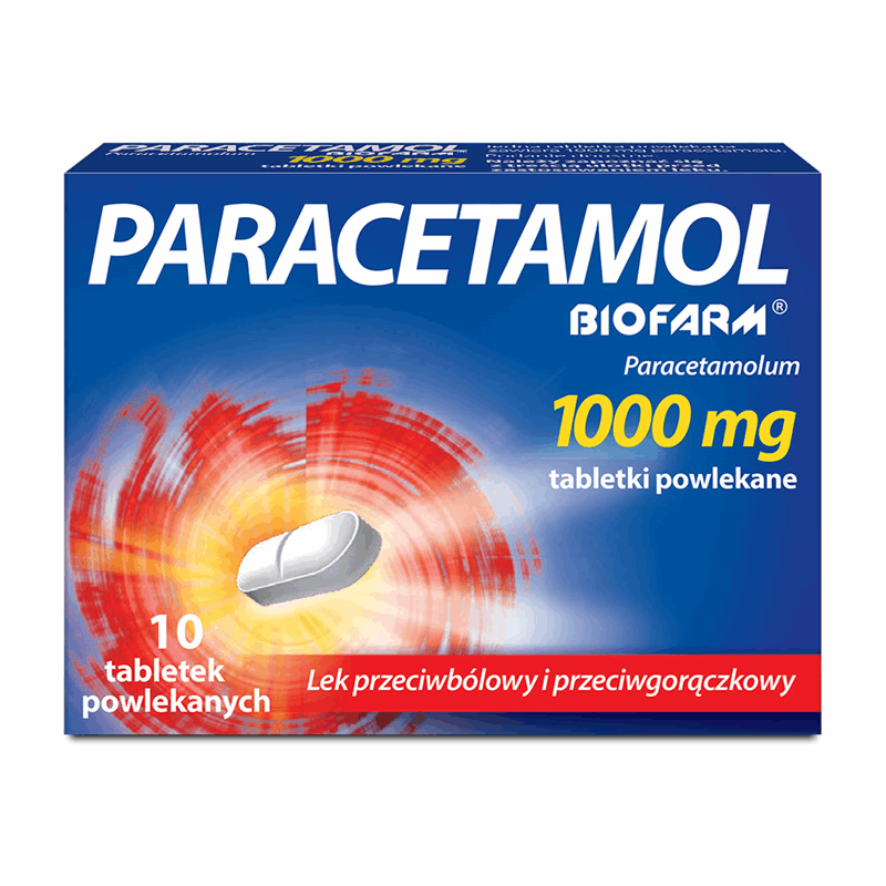 Paracetamol Biofarm 1000 mg tabletki powlekane, 10 szt.