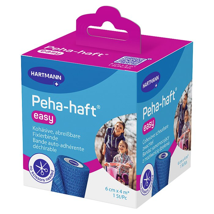 Peha-haft easy bandaż 6 cm x 4 m niebieski, 1 szt.