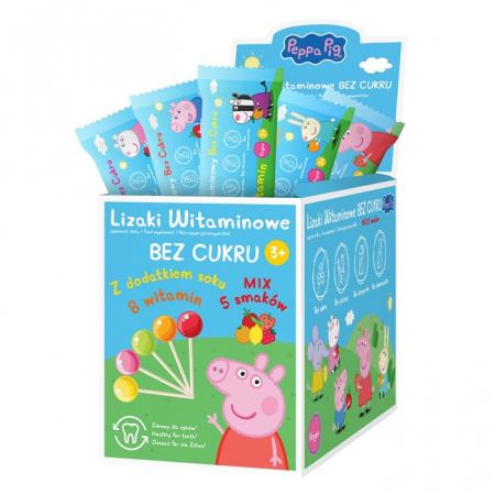 Peppa Pig lizaki witaminowe mix smaków dla dzieci po 3 roku życia, 50 szt.