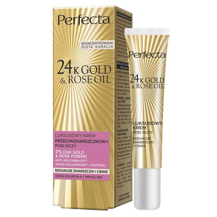 Perfecta 24K Gold Rose Oil krem przeciwzmarszczkowy pod oczy, 15ml