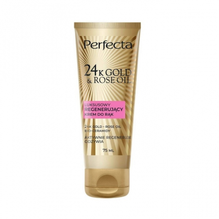 Perfecta 24K Gold & Rose Oil luksusowy regenerujący krem do rąk, 75 ml