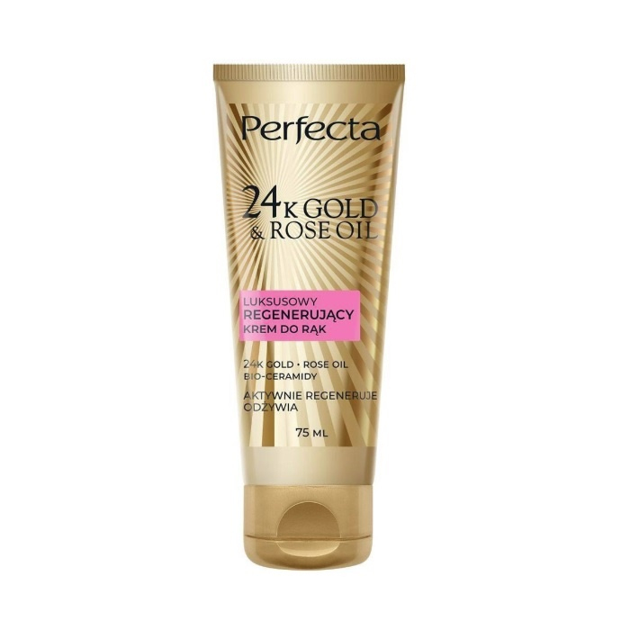 Perfecta 24K Gold & Rose Oil luksusowy regenerujący krem do rąk, 75 ml