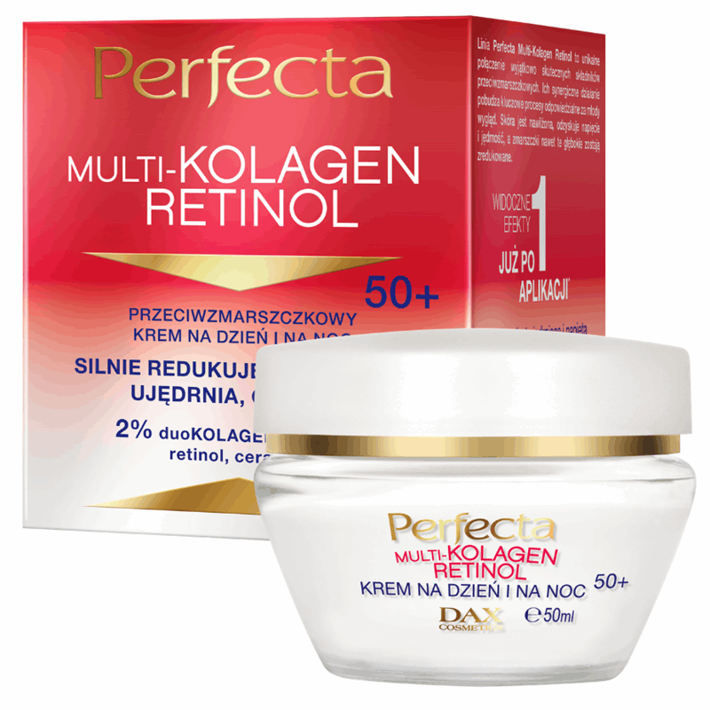 Perfecta Multi-Kolagen Retinol Krem przeciwzmarszczkowy na dzień i na noc 50+, 50 ml