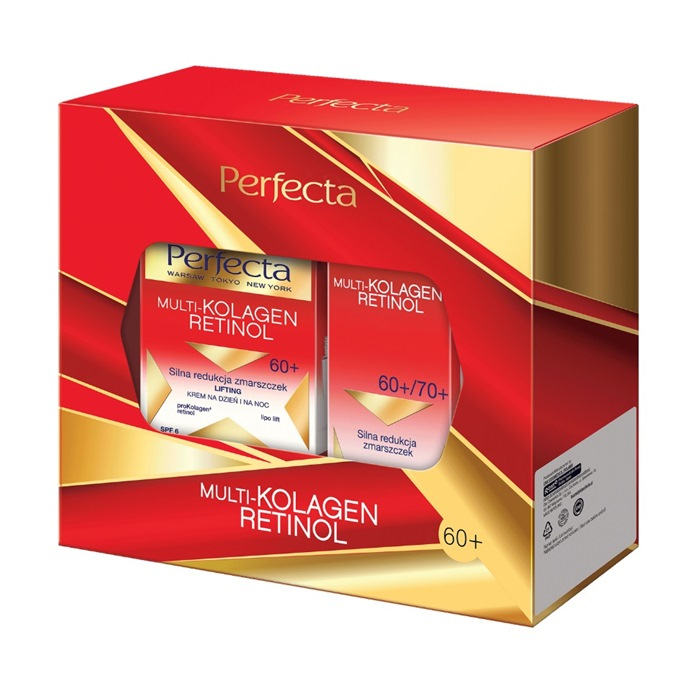 Perfecta Multikolagen Retinol Zestaw 60+ krem na dzień i na noc, 50 ml + krem pod oczy i na okolice ust, 15 ml