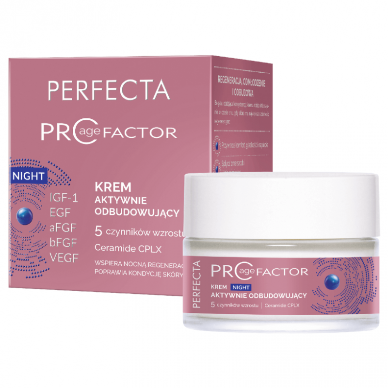 Perfecta Pro Age Factor Krem aktywnie odbudowujący na noc, 50 ml