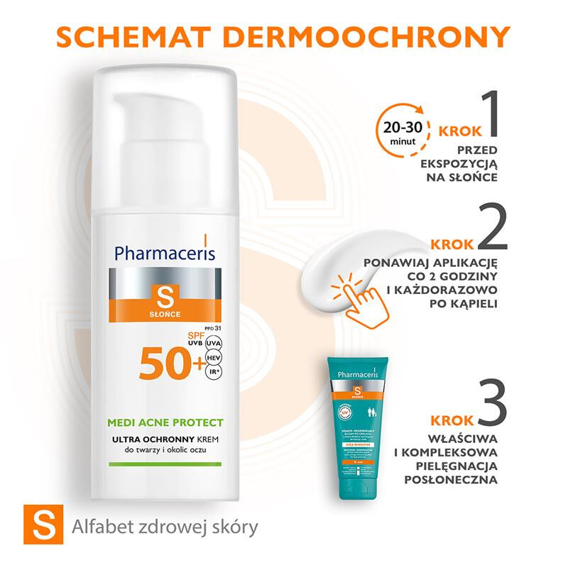 Pharmaceris S Sun Krem ochronny do skóry trądzikowej i tłustej SPF 50+, 50 ml