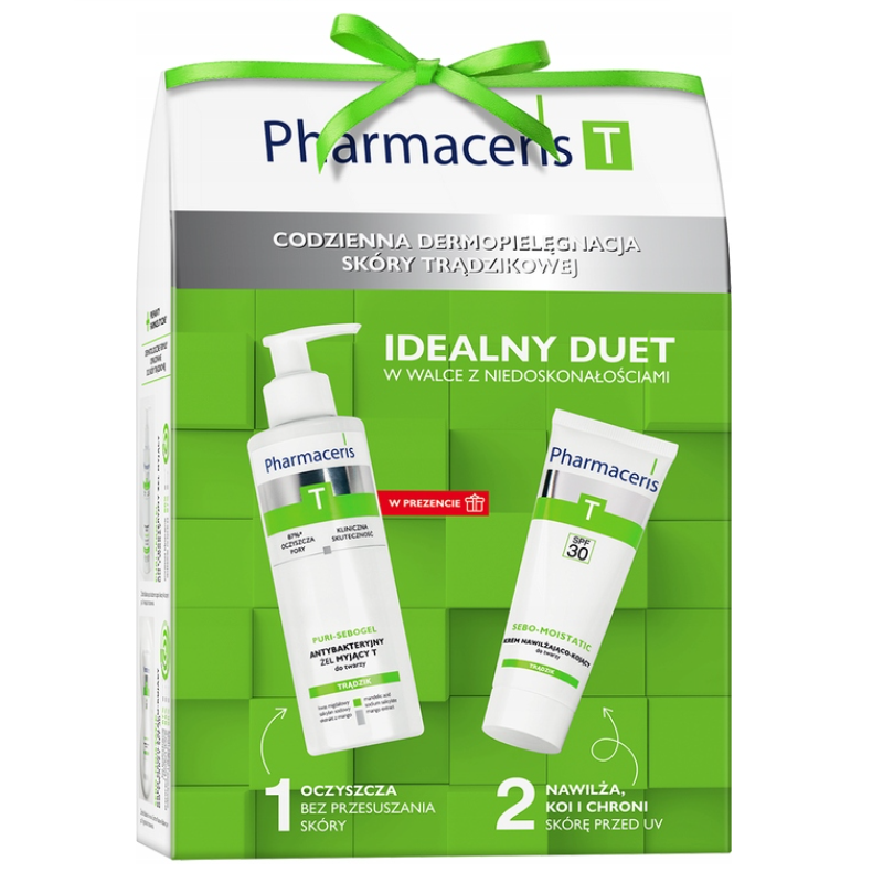 Pharmaceris T Zestaw do skóry trądzikowej: krem do twarzy SPF 30, 50 ml + antybakteryjny żel myjący, 80 ml