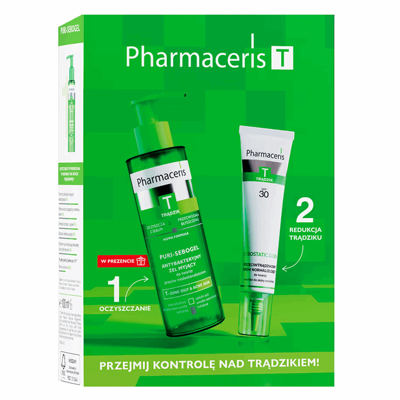 Pharmaceris T Zestaw (Sebostatic Dzień SPF 30 krem, 40 ml + Puri-Sebogel żel myjący, 100 ml), 1 szt.