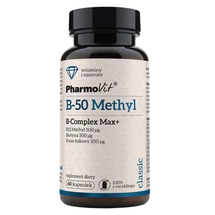 PharmoVit B-50 Methyl B-Complex Max+ kapsułki, 60 szt.