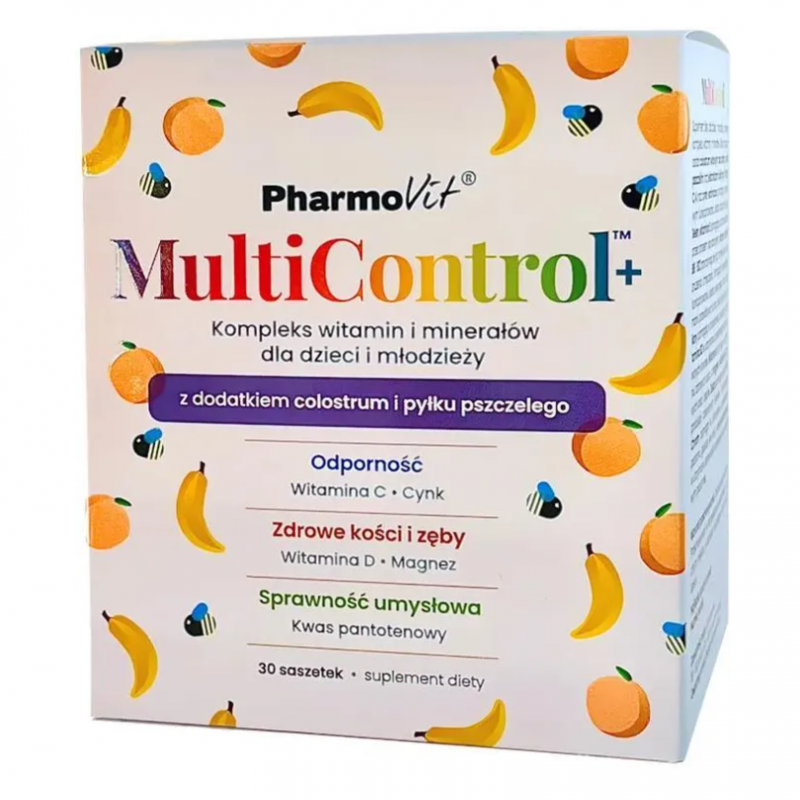 PharmoVit MultiControl+ saszetki smak banan-brzoskwinia, 30 szt.