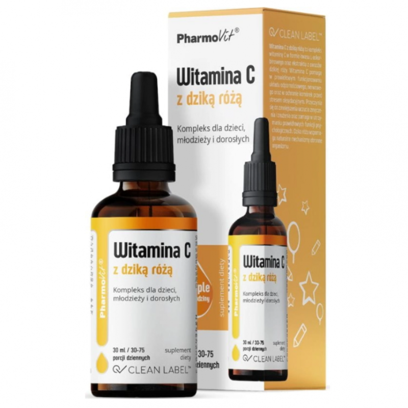 PharmoVit Witamina C z dziką różą krople, 30 ml