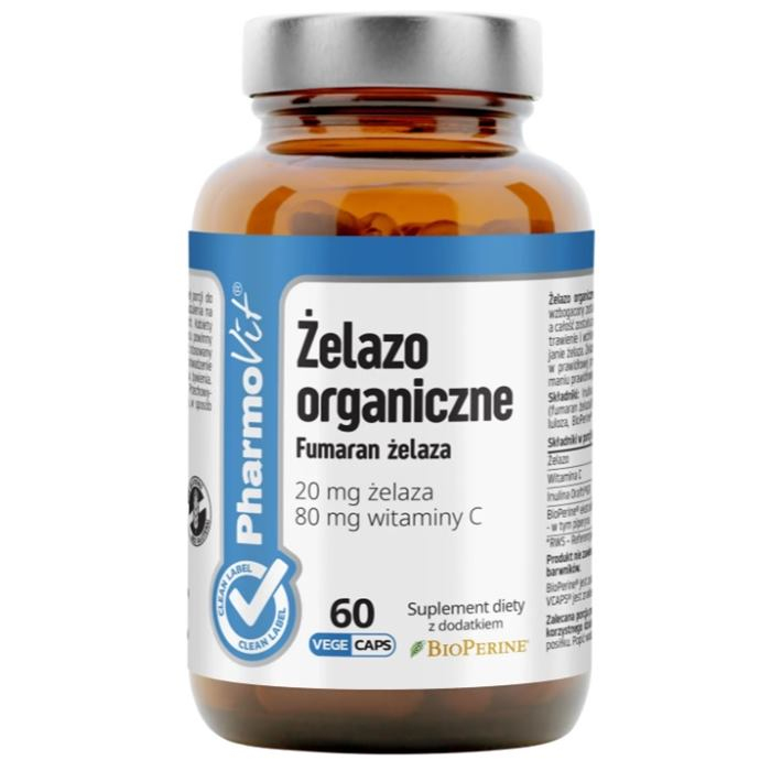 PharmoVit Żelazo organiczne 20 mg kapsułki, 60 szt.