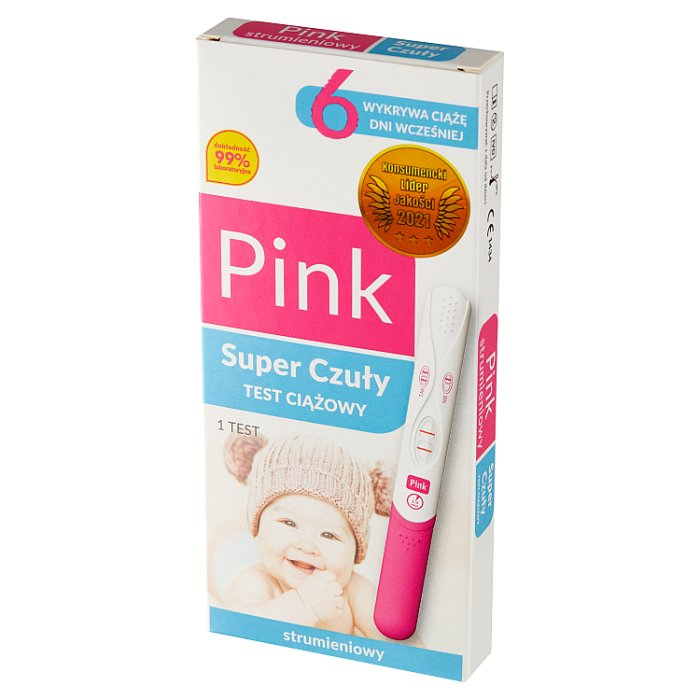 PINK TEST Super czuły strumieniowy test ciążowy 1 szt.