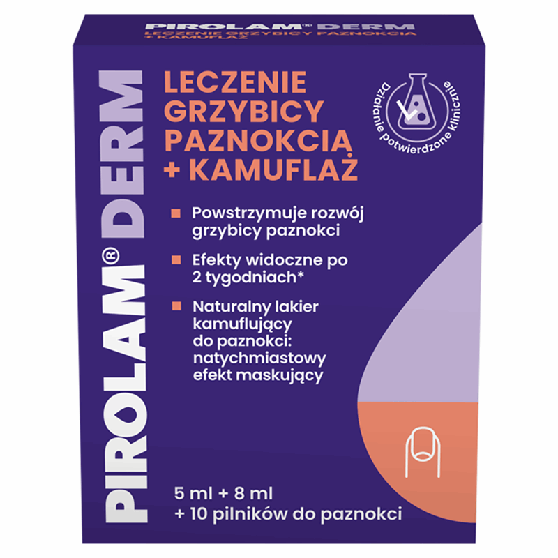 Pirolam Derm Leczenie grzybicy paznokcia + kamuflaż Zestaw, 1 szt.